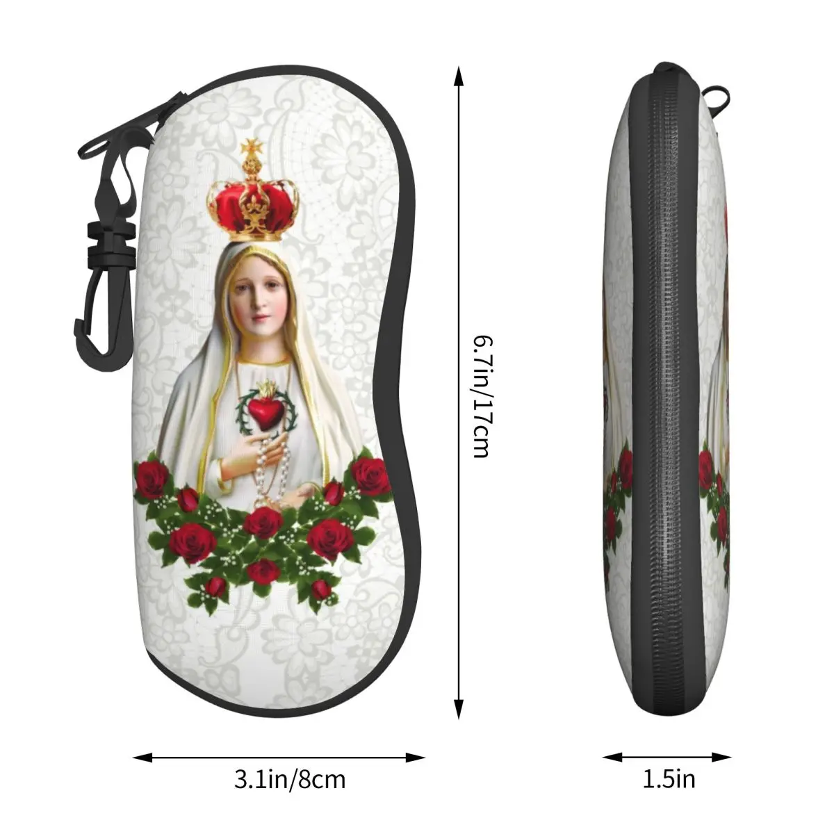 Custom Our Lady Of Fatima Virgin Mary Shell Eyeglasses Case Cute Portugal Rosary Catholic Glasses Case Sunglasses Box Pouch