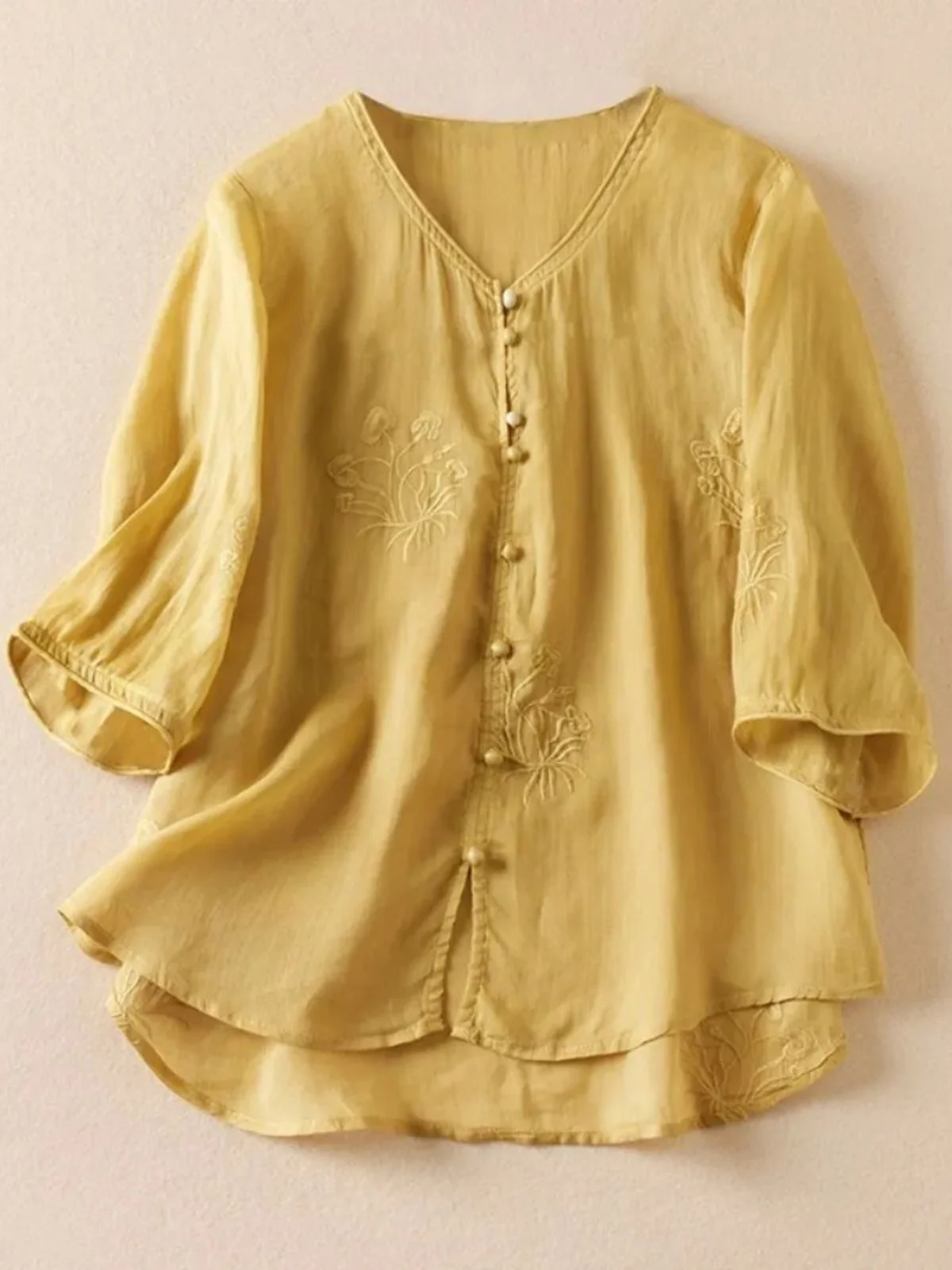 

Loose Color ort Sve T-irt Women's Street Sle V-Ne Casual Top Summer Faion plus Size Pure Color T-irt