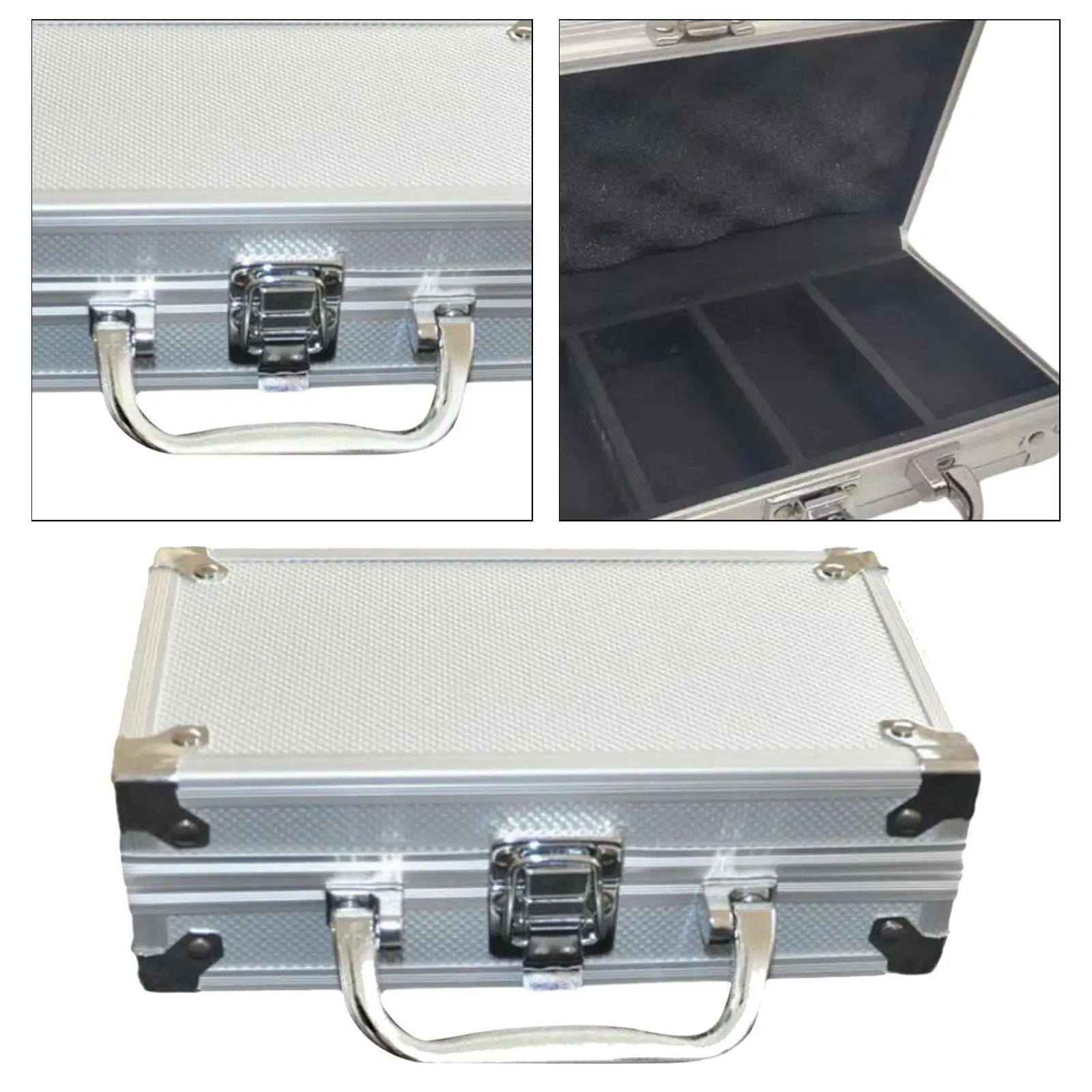 Number Chips Playing Game Carrying Case Aluminum Chip Holder Sponge Lined Flannel for Home Travel