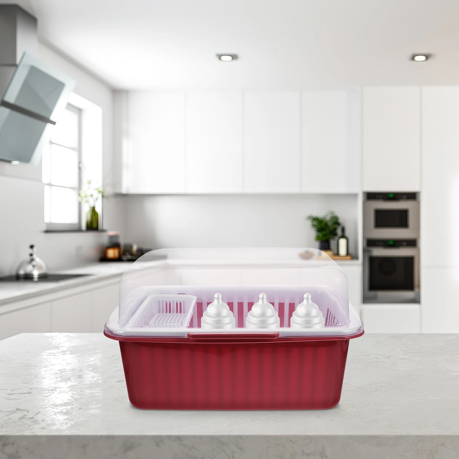 

1pc Clamshell Milk Bottle Box Baby Bottle Storage Holder Durable Plastic Tableware Container Dish Drying Rack Easy for Home