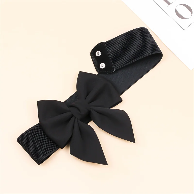 Women Big Bow Waistband Elastic Wide Waist Belt Fashion Solid Bowknot Waist Straps For Dress Decorate Clothes Accessories