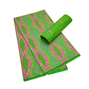 4+2 Yard Kain Lilin Afrika 100% Katun Gaya Ghana Asli Ankara Penyepuhan Kente Kain Lilin Pagne Lembut untuk Gaun Wanita Jahit 10 penjualan terbaik kain kente afrika - №