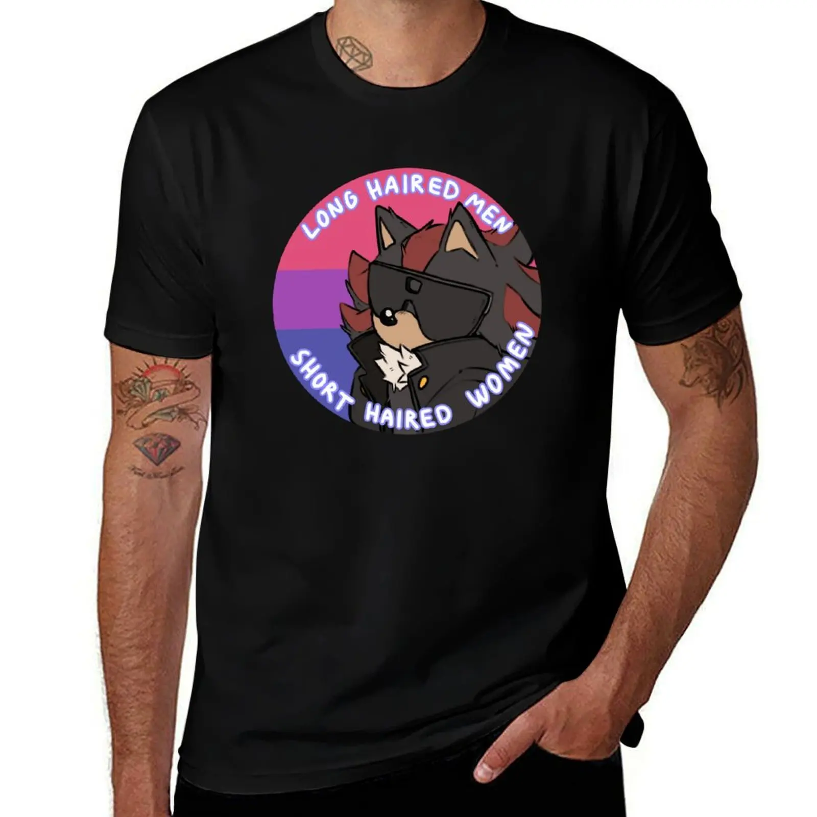 Bisexual Shadow T-Shirt Minimalist Casual Short Sleeve Top T-Shirt