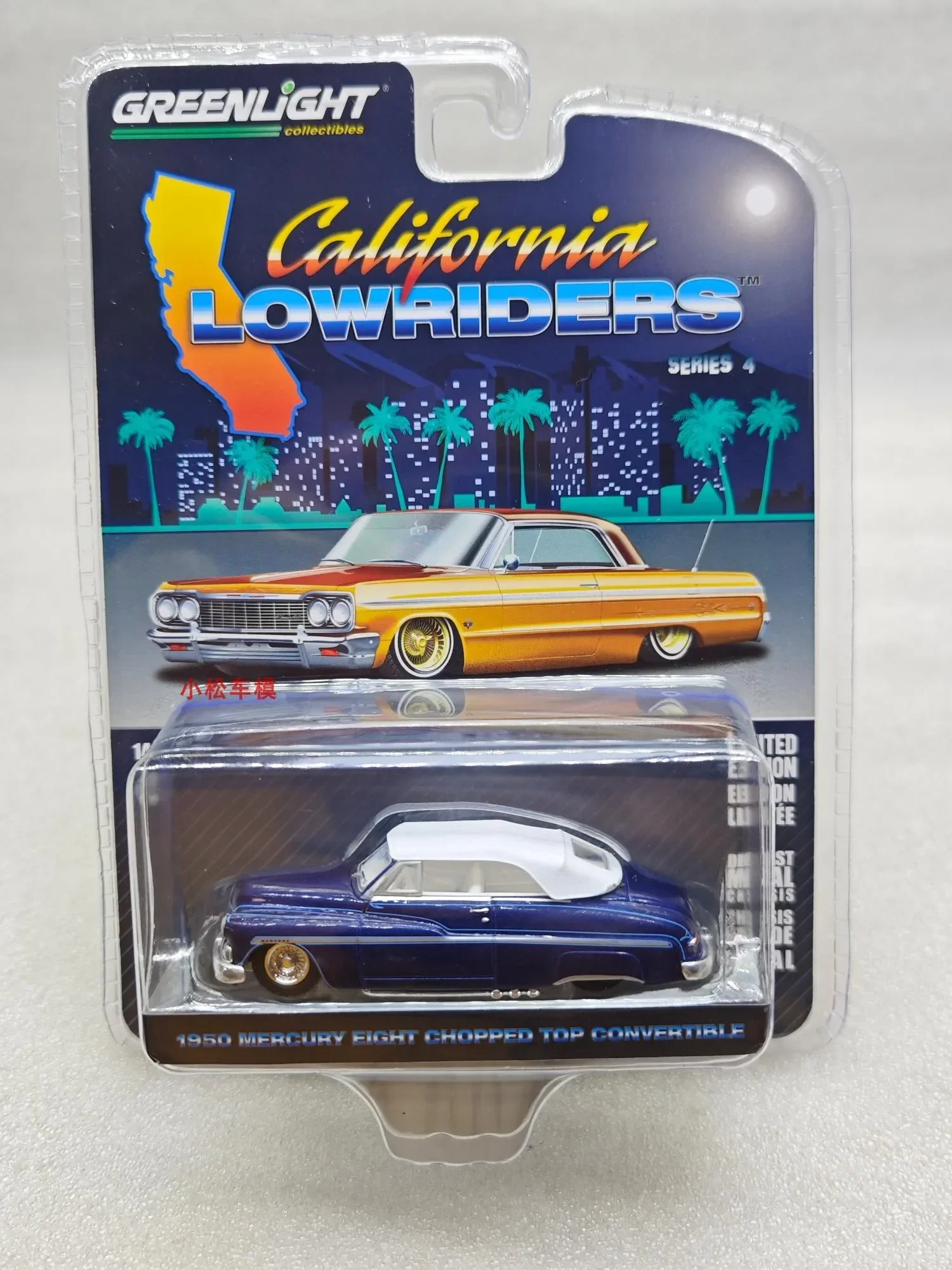 

GreenLight 1:64 California Low Slung Series 4-1950 Mercury Eight Chopped Convertible - Темно-синяя коллекция моделей автомобилей, подарки, игрушки