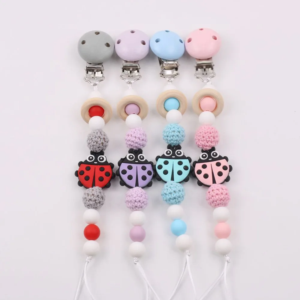 

Baby Pacifier Holder Chain, Insect-shaped Silicone Teether Clips, Drop Prevention Soother Leash with Chewable Links for Newborns