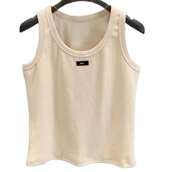 Tank Top Fashion 24ss U956246 Embroidery Letter Beige Crop Cute Summer Clothing Hot Tops Women Vetement Femme Halter Sleeveless