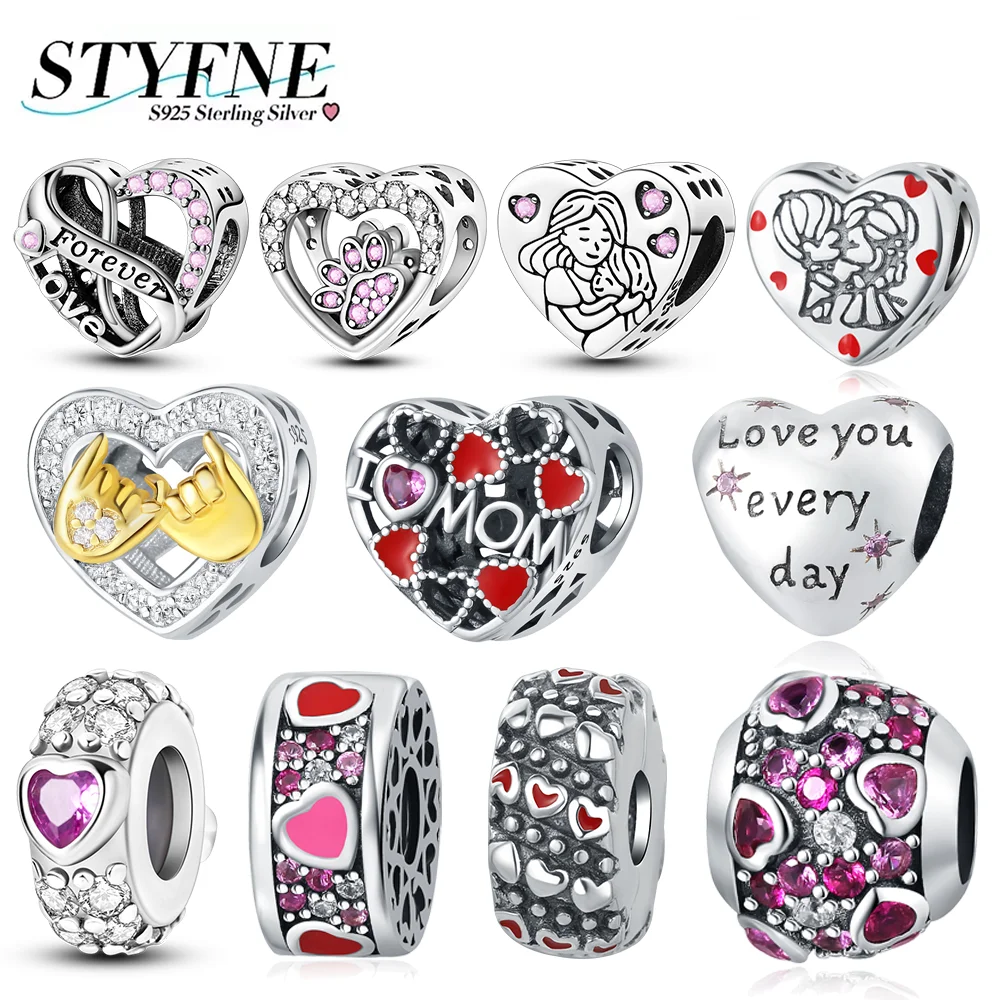 

Love Series Charms 925 Silver Shiny Zircon Love Beaded Fixing Clip Eternal Love Beads Fit Original Bracelet Woman Jewelry Making