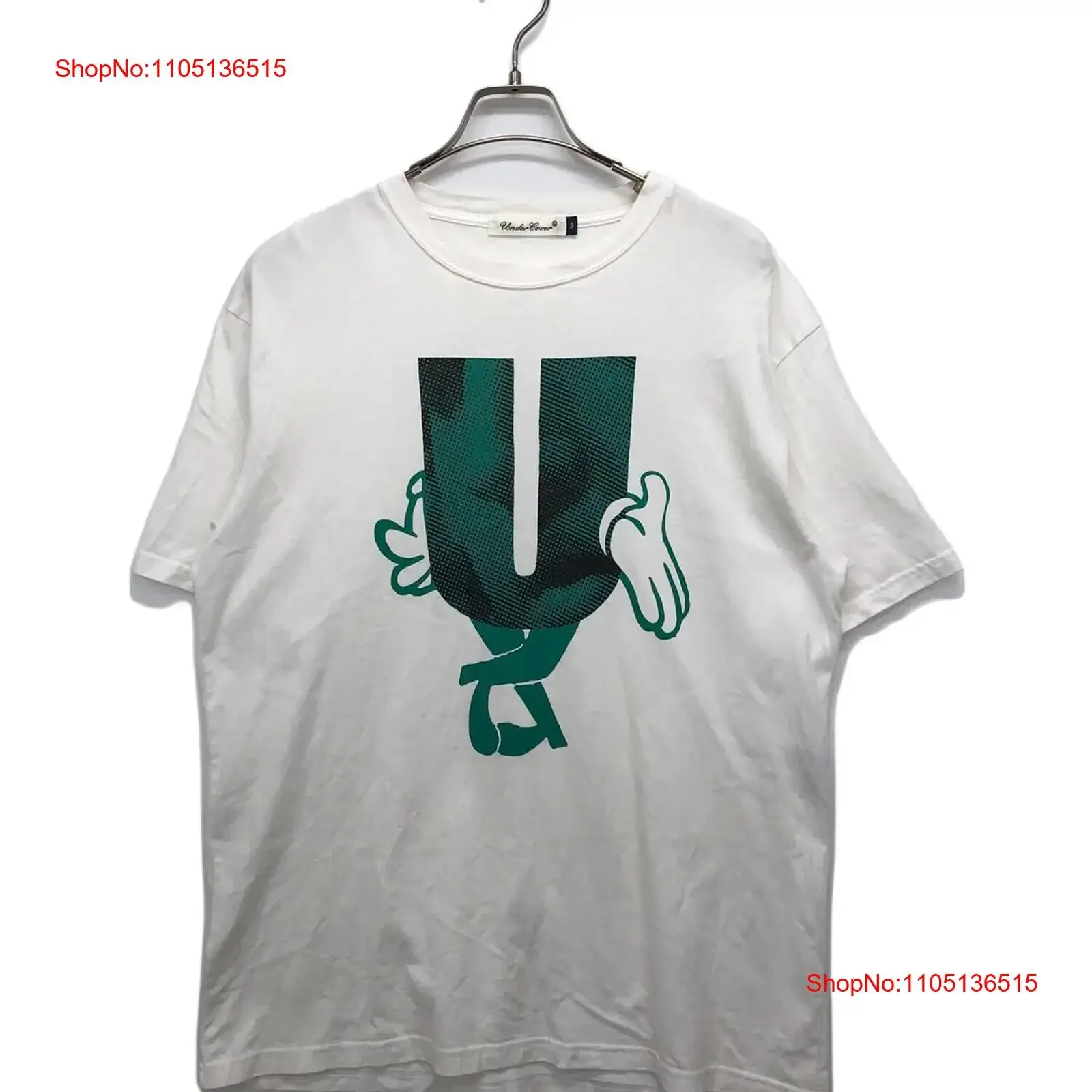 

Футболка с логотипом UNDERCOVER U, размер 3, белая мужская футболка UC2D3807, винтажный стираный графический топ для повседневной носки, дизайнерская одежда, повседневная одежда