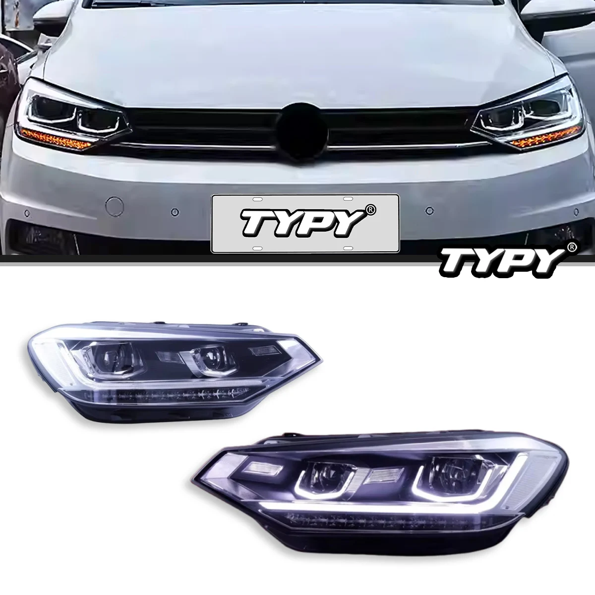 

Автомобильные фары, новая светодиодная фара, обновленная, модифицированная для VW Touran 2016-2022, фара с динамическим сигналом, фара