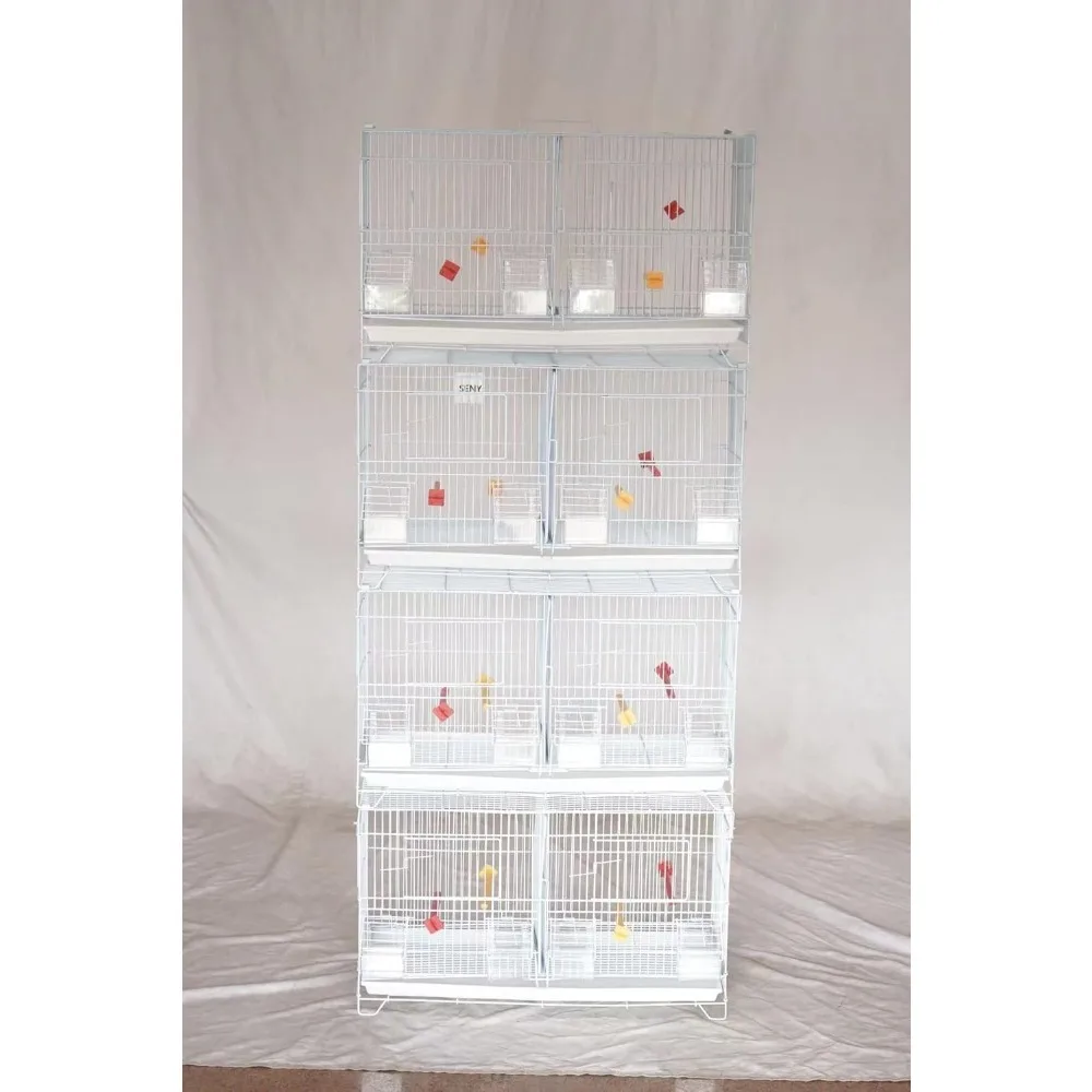 Set of 4 Stackable Breeding Bird Cage for Canary Finch Small Birds (Black)