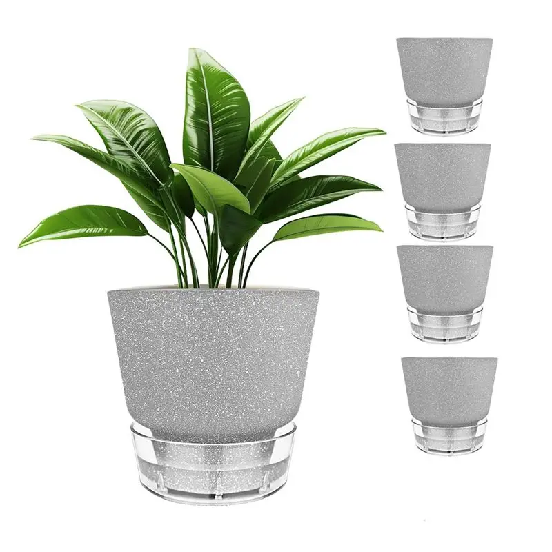 A56P-5 Pcs African Violet Pot With Highly Absorbent Inner Planter Pot For Tropical Plants For House Plants,Herbs,Indoor Outdoor