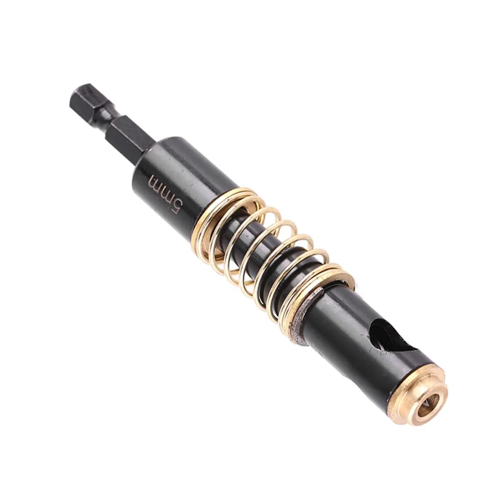 Spring-Loaded Guide Self Centering Drill Bit HSS Brass Material 1/4 Inch Shank Cabinet Drill Bit Black Color 5mm Diameter