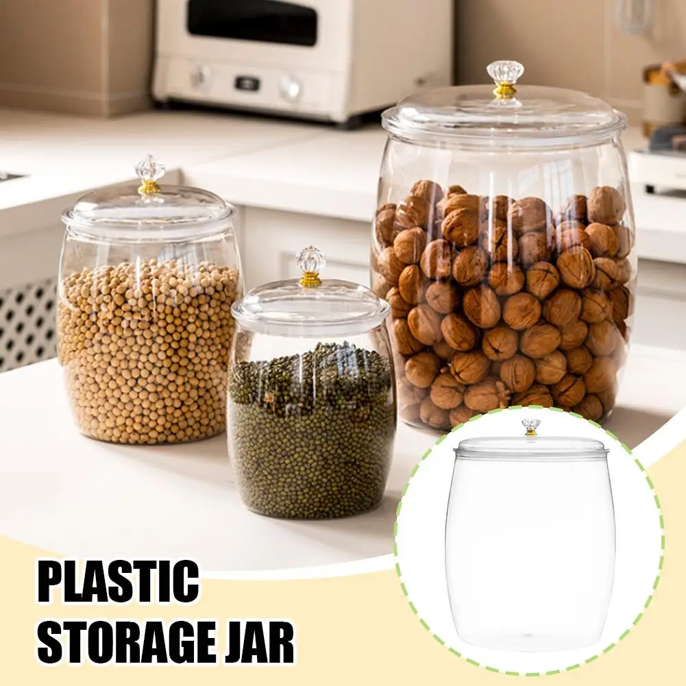 Large Transparent Plastic Sealed Jar with Airtight Lid Food Storage Container for Cookies Candy Snacks Sugar Coffee Tea Beans