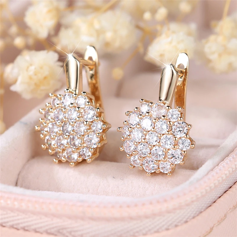 Cute Small White Zircon Stone Snowflake Hoop Earrings For Women Charm Female Silver Color Wedding Jewelry Gift