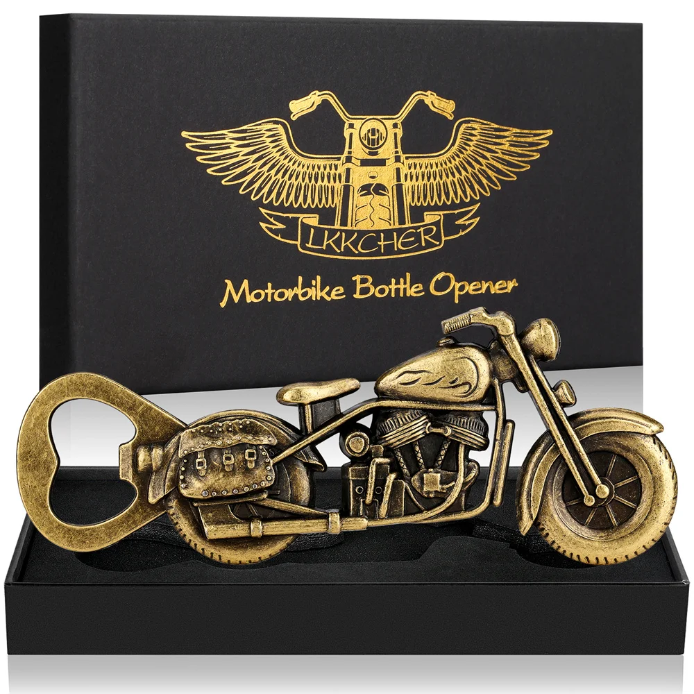 Motorbike Beer Bottle Openers with Original Gift Box Unique Birthday Party Kitchen Bar Gadgets Bronze/Grey Black Metal Opener