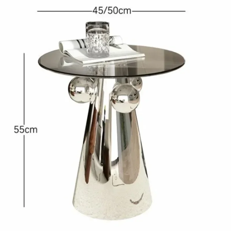 Table Basse en Acier Inoxydable, Table d'Appoint Légère de Luxe, Mobilier de Salon d'Hôtel