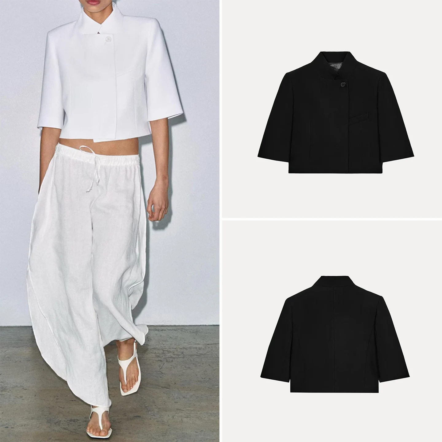 

Fashionable Short Sleeve Short Coat Women's Spring 2026 New Arrival Personality Matching Outfit ZADATA Standard Fit Other Mat...