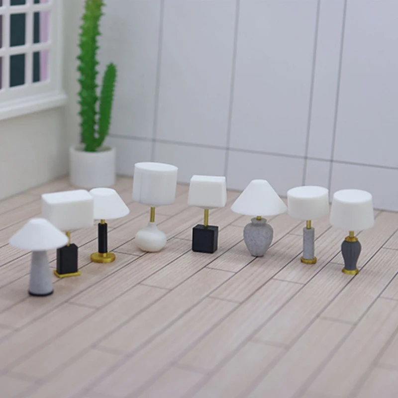 1Pcs Children Baby Gift Toy 1:20 Dollhouse Mini Furniture Miniature Desk Table Lamp Model Doll House DIY Accessories