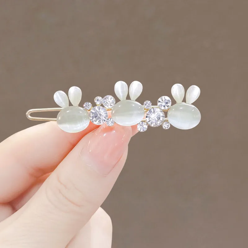 Pearl Hairpins Frog Buckle Hair Clips Crystal Opal Butterfly Flower Ponytail Barrettes Hairgrips Headwear For Women