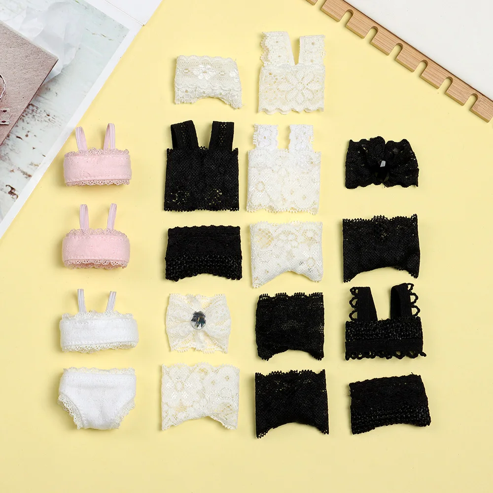 1Set Soft Lace Underwear Bra Briefs For 30CM Doll 1/6 Knickers For Blythe 1/6 BJD Dolls Top Underpant For Dollhouse Kids Toy