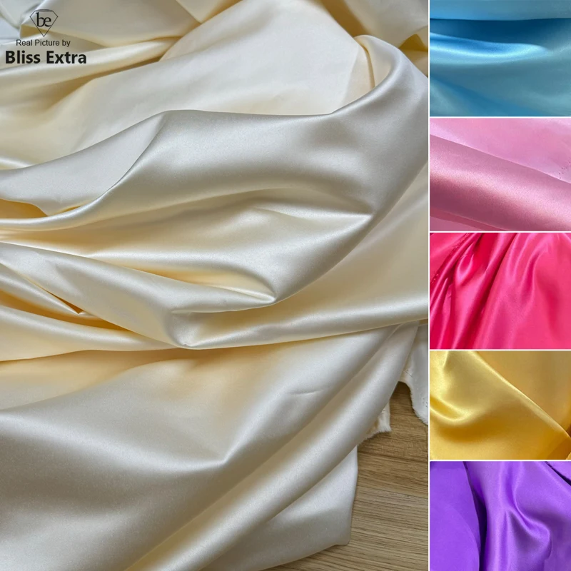 Glossy Satin for Wedding Dress Evening Gown Thick Satin Fabric for DIY Sewing Party Decoration Material