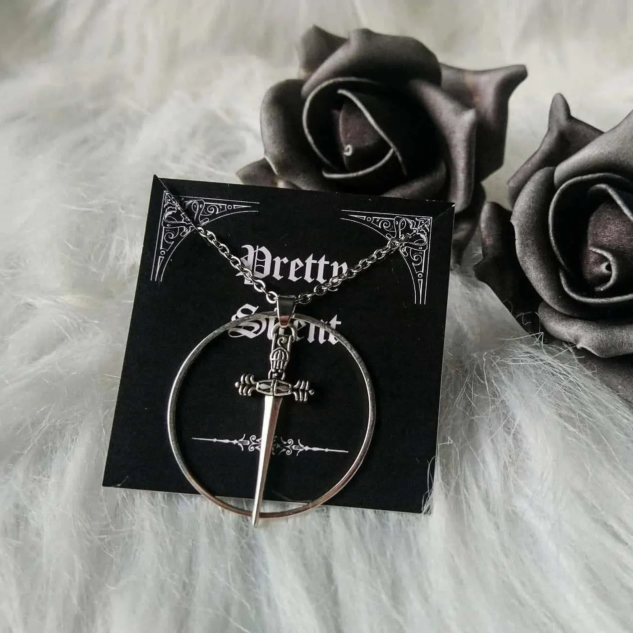 Retro sword necklace, Gothic jewelry, Middle Ages, circle, dagger, punk, hippie, mysterious sword, Choker For Women Man, Cool