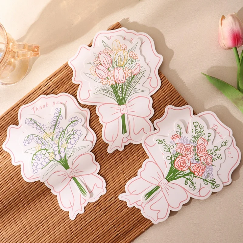Flower Business Cards Rose Bouquet High-End Small Card Birthday Card Ins Wedding Accompaniment Gift Thank You Cards Postcard