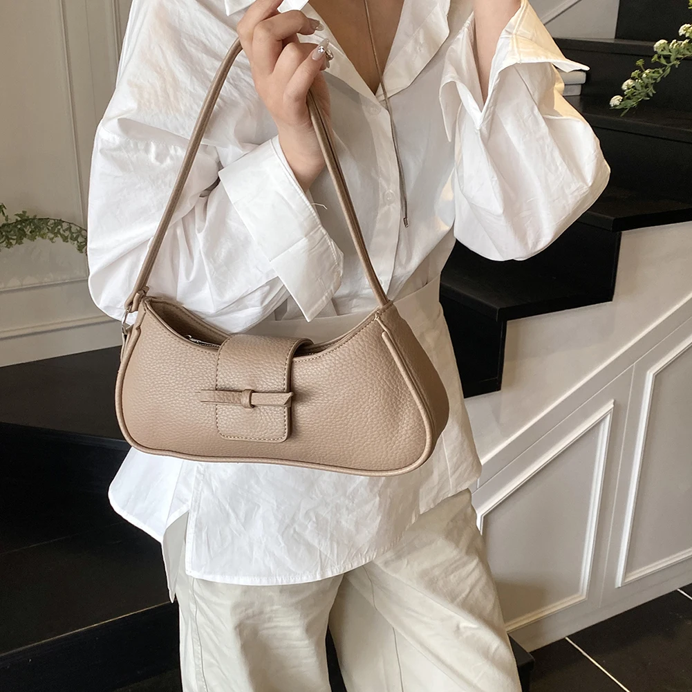 

Women Simple Armpit Bag PU Leather Stylish Cool Girl Handbag Solid Color Trendy Bow Handbag Travel Shopping Work Date Bag