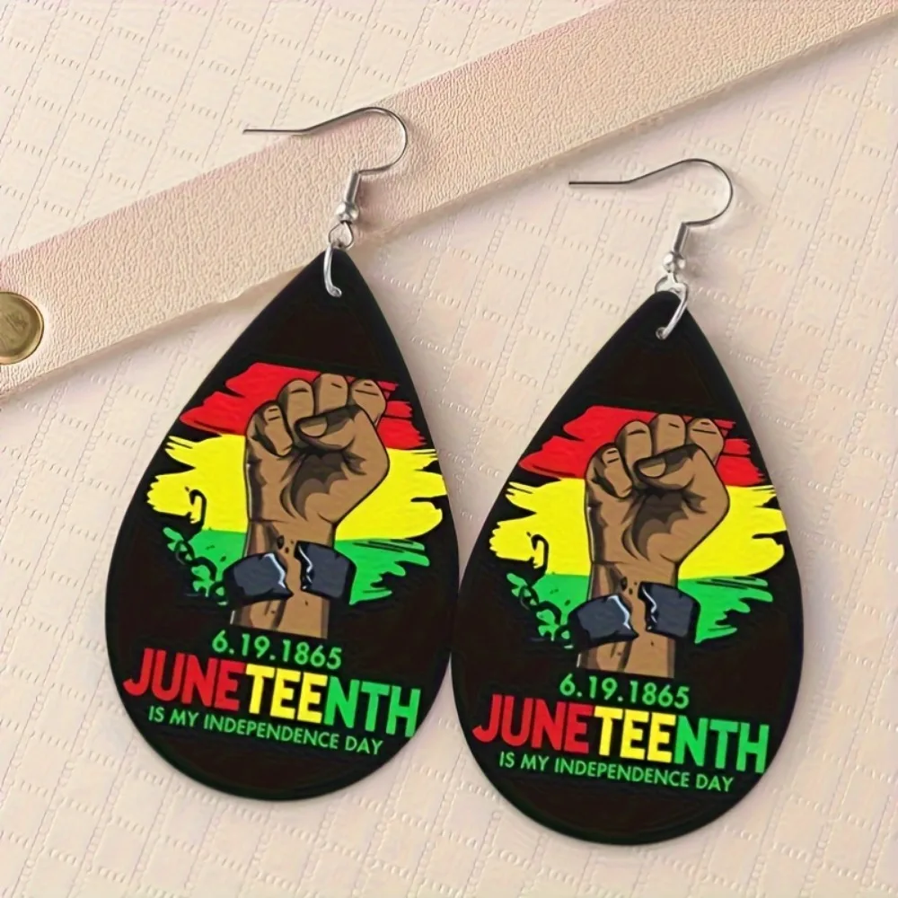 1pair, Pride Black History Month Water Drop Dangle Earrings - Juneteenth Day Gift for Girlfriends and Jewelry Lovers Jewelry