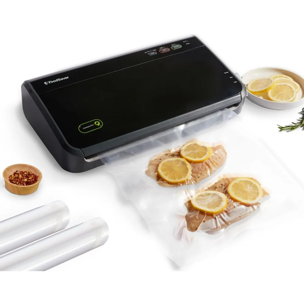 Vacuum Sealer Machine, Automatic Bag Detection, Sous Vide Friendly, with sealer bags, roll, handheld vacuum sealer, black