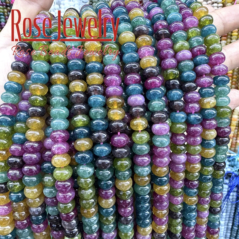 Natural Stone Colorful Tourmaline Abacus Round Loose Space Beads For Jewelry Making Beadwork DIY Bracelet Necklace 2x4mm 15\