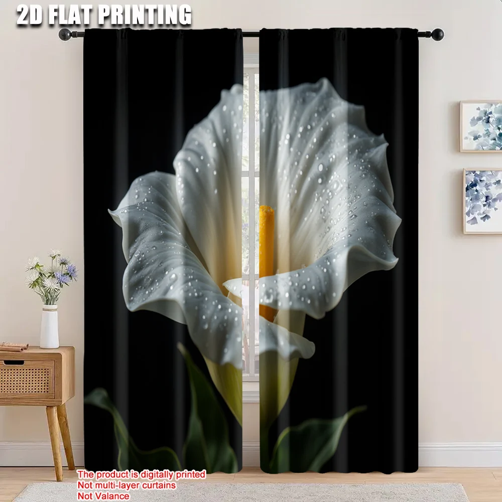 

2pcs, 2D flat printing Curtain Calla 100% Polyester,Without Electricity Family Party Decoration for Parties and Everyday Decor,