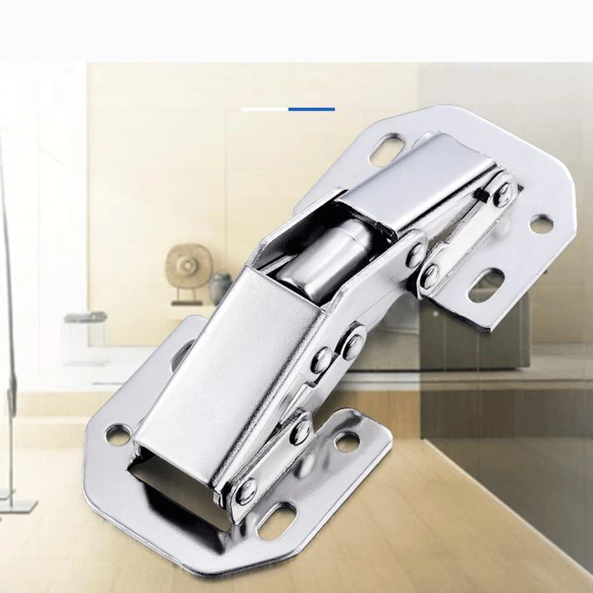 

Punch Free Silver 4 Inch Hydraulic Metal Door Hinge Fixed Cabinet Thickened Silent Buffer Easy Install Suitable for Kitchen