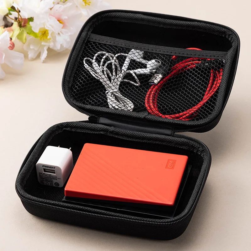 

Headphone Carrying Case Shockproof Headset Pouch Capacity Handheld Earphone Container Company Travel Supplies Black