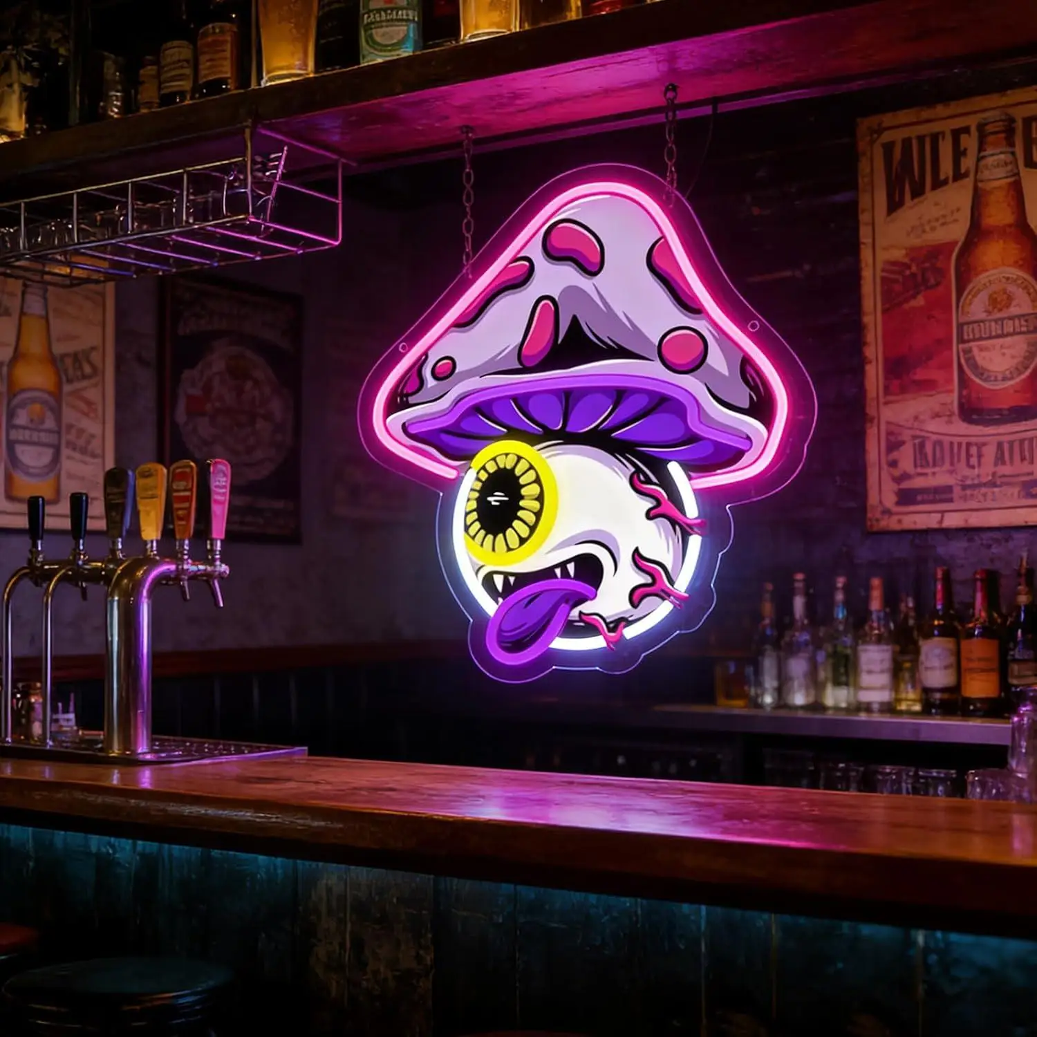 Mushroom Neon Sign USB Dimmable LED Light for Game Room Man Cave Bedroom Bar Teen Room Aesthetic Wall Decor Gifts Night Light