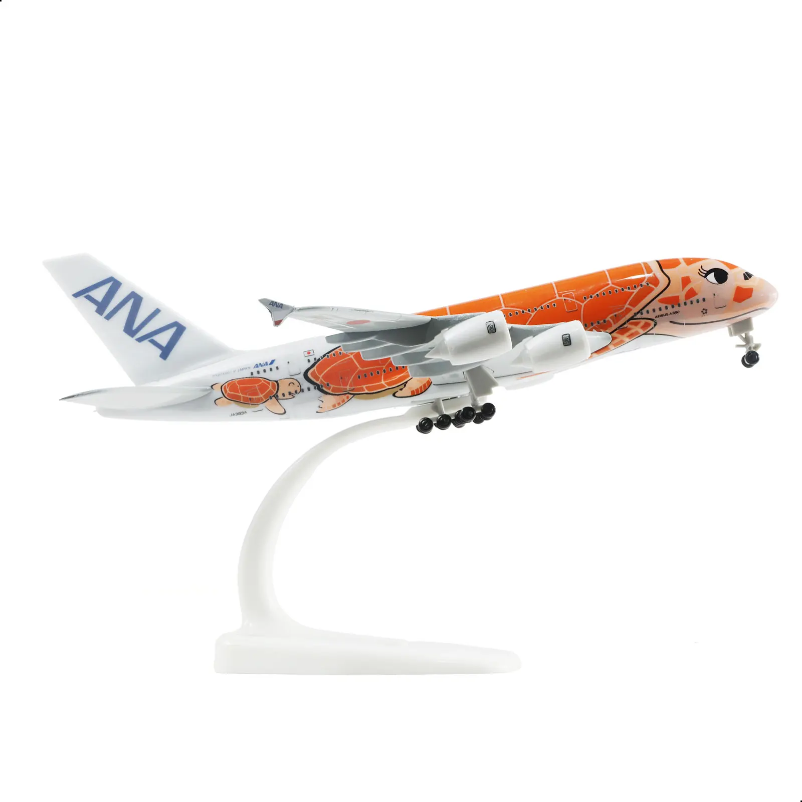 1:300 A380 Orange Turtle Aircraft Model Japan With Wheels & Stand Collectible Decorative Aviation Enthusiast Xmas Bday Gift Men