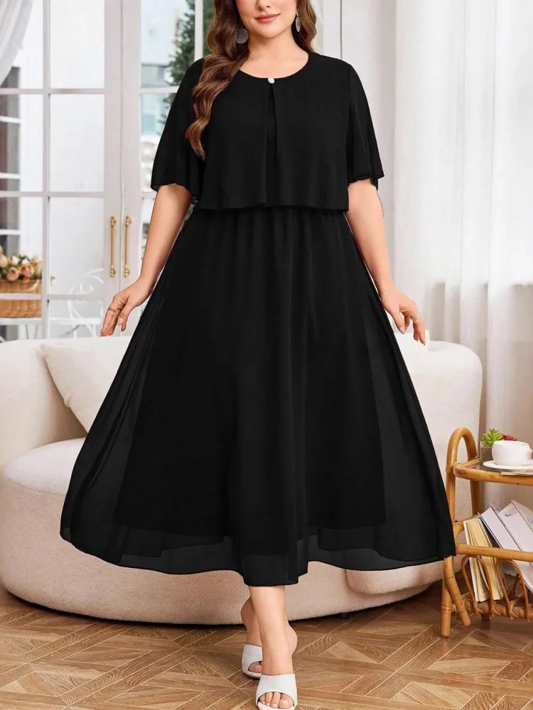 ชุดเดรสไซส์ใหญ่ XL-5XL สำหรับผู้หญิง สไตล์ลำลอง สตรีทแฟชั่น ฤดูใบไม้ผลิ ฤดูร้อน ปี 2026 ไซส์ 3XL 4XL ชุดเดรสยาวปานกลาง ไซส์ใหญ่พิเศษ