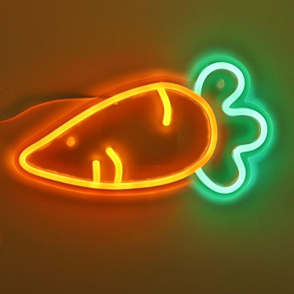 1pc Carrot LED Wall Art Neon Sign Light For Room Kitchen Party Shop Pub Club Decoration 12.01\'\'*6.5\'\'