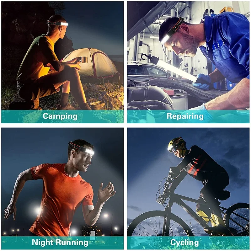 3 Modes LED Headlamp Rechargeable for Fishing Running Camping Flashlight Wide Beam Waterproof Headlight Head Lamp Light