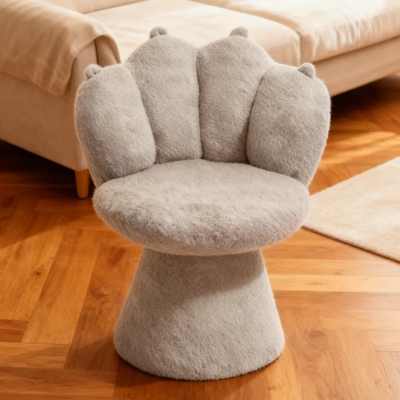 Modern cream style household small apartment bedroom cloakroom girl dresser milk tea color cat paw dressing stool view 3
