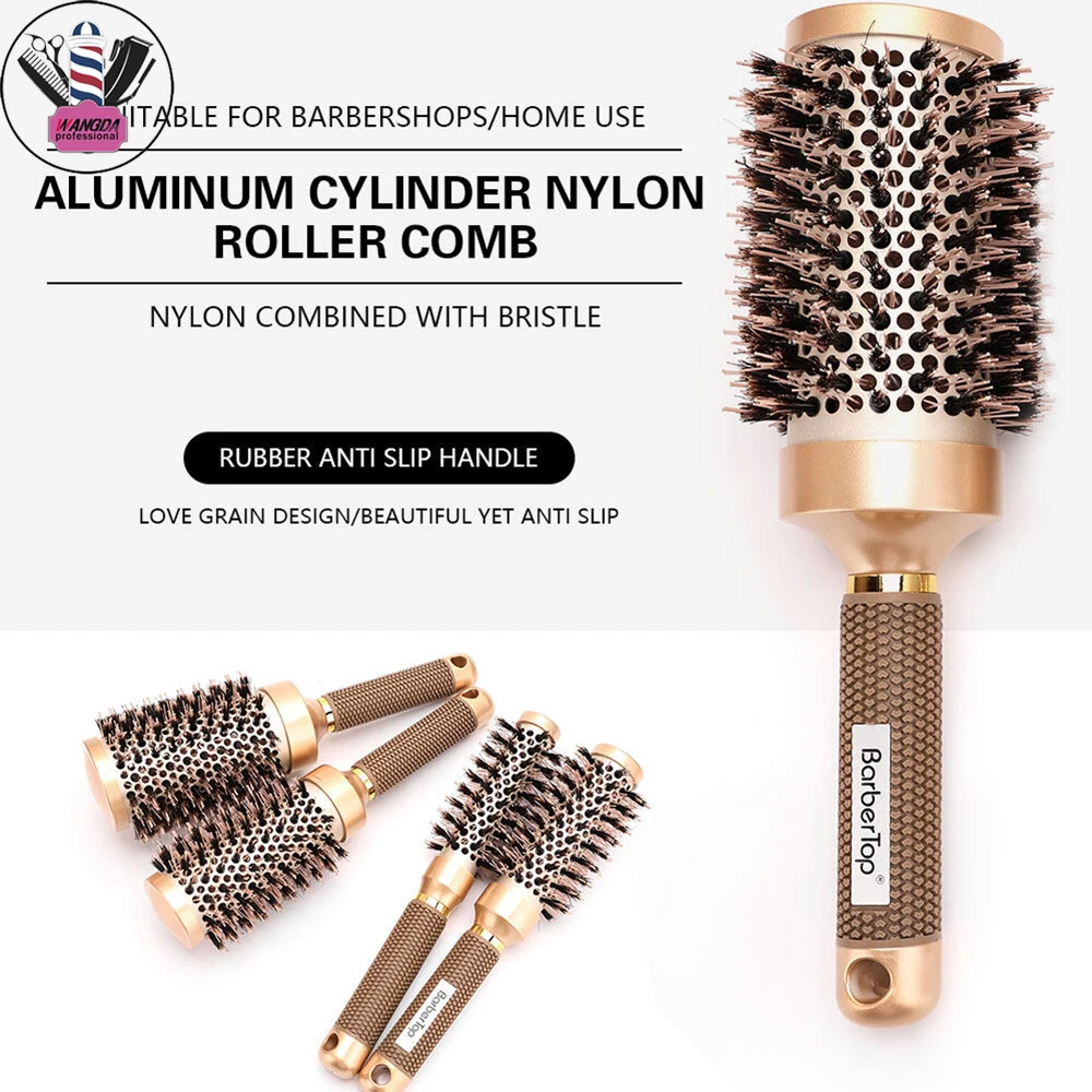 

Golden Hairdressing Comb Pro Salon Women's Curling Hairbrush Cylindrical Hairdresser Brushes Barbershop Styling Tool Accessories