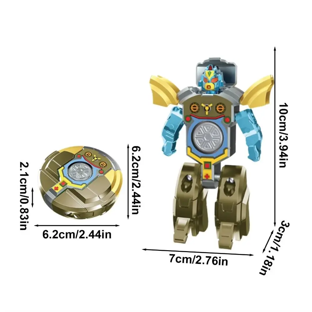 4個/袋 2in1 変形ロボット フィジェットジャイロ 静音ABS指先減圧玩具 クリエイティブ滑り止め指先ジャイロ