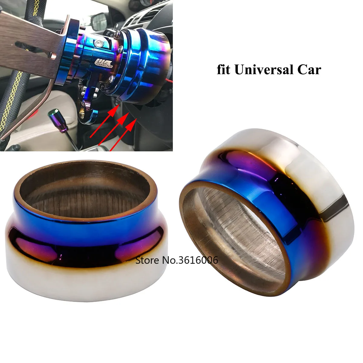 Universal Car Burnt Titanium Racing Steering Wheel Quick Release Hub Adapter Cap Boss Kit Cover