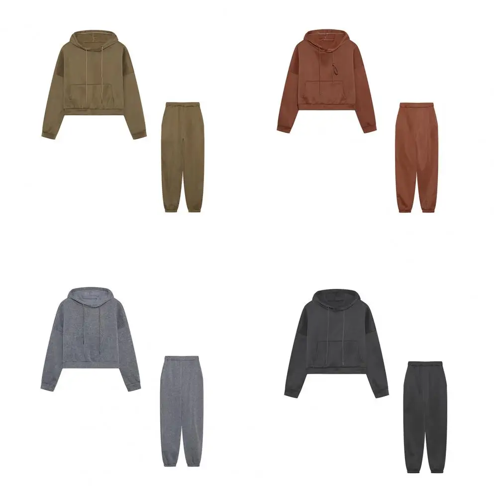 

Осенне-зимний комплект из двух предметов, спортивный костюм, женская спортивная одежда, толстовки с капюшоном, толстовки с карманами, брюки для бега, брюки на шнурке, комплекты брюк