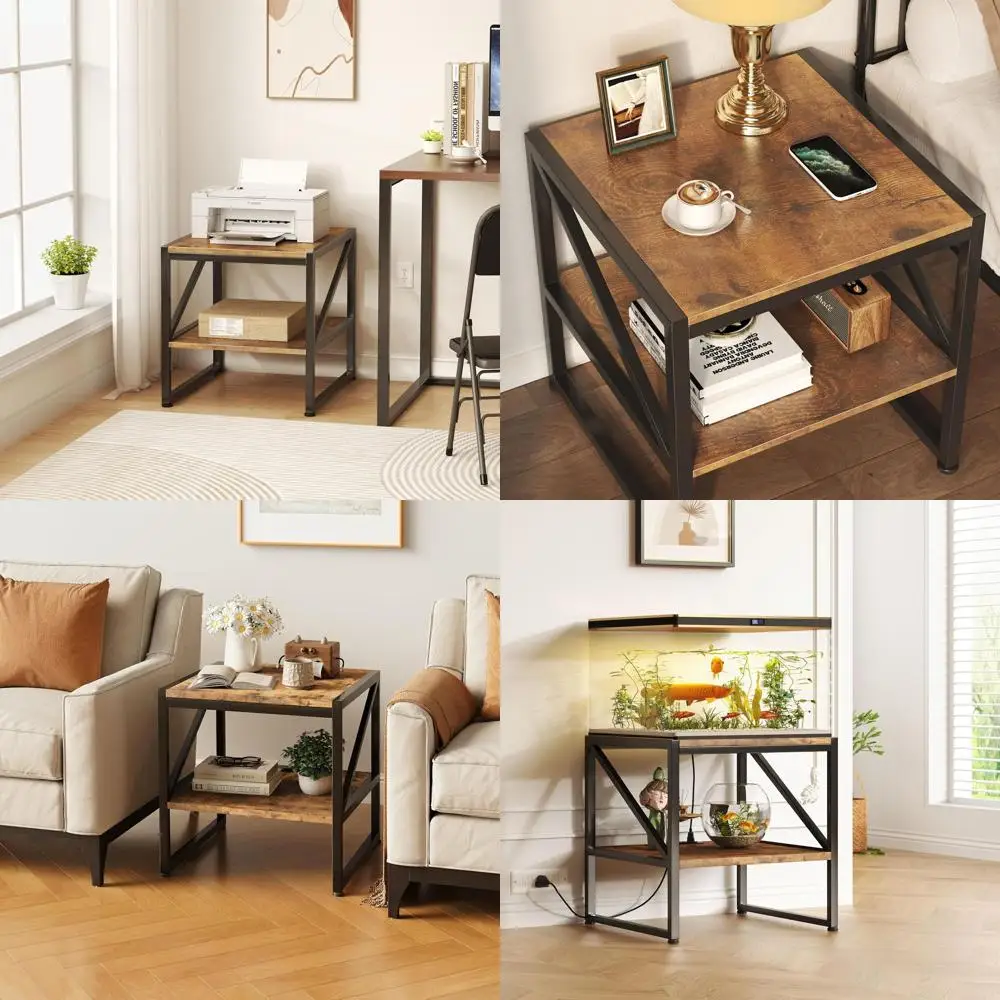 

Подставка для принтера 20x20 см с портом для зарядки и розеткой для малогабаритных помещений