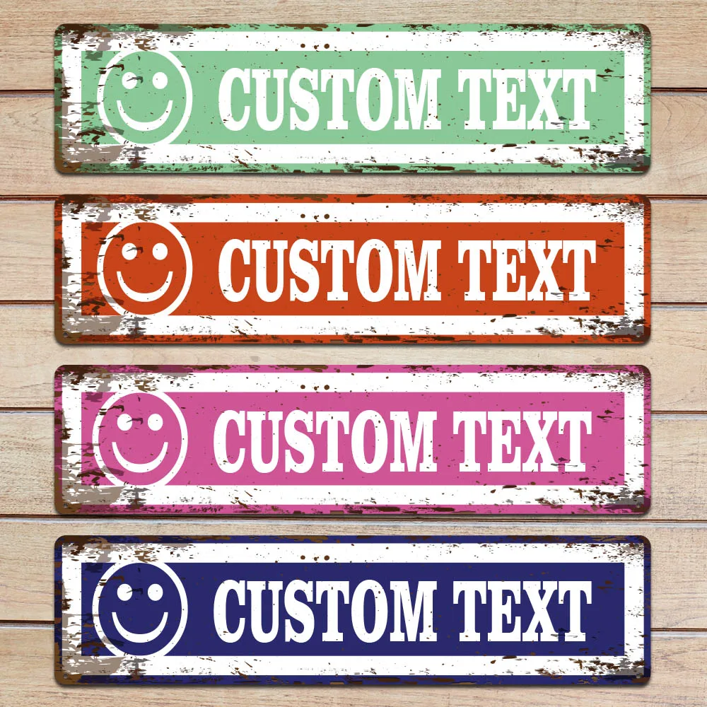 

1pc new 4 colors smile Personalized Text Tin Wall Signs Iron Wall Plaque For Home Decor Living Room Bedroom