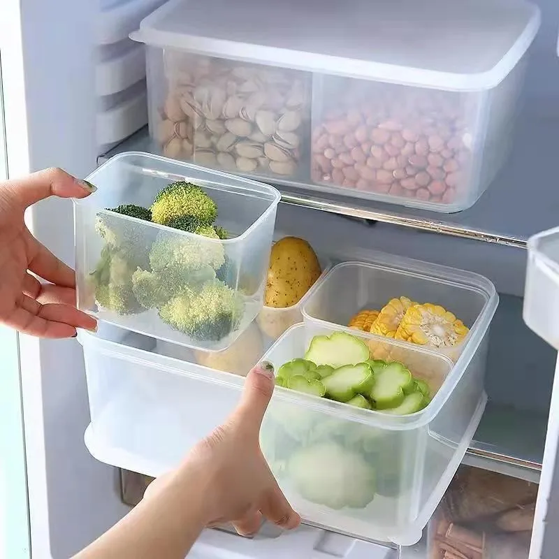 

Ice powder box plastic with lid ingredients seasoning food transparent seasoning commercial compartment storage