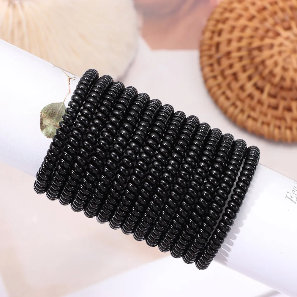 20pcs Super Thin Elastic Hair Ropes Girl Rubber Telephone Wire Style Hair Ties Plastic Ropes Ponytail Holder Hair Accessories