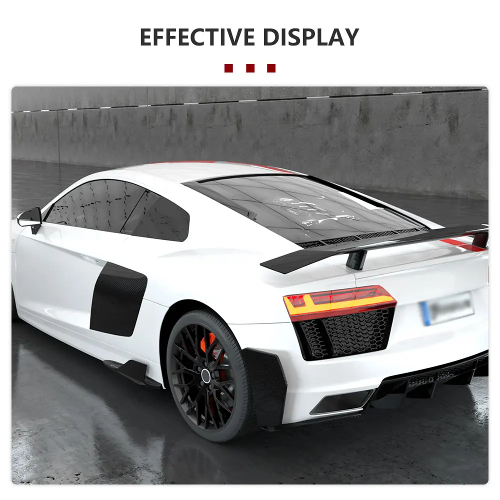 Car Rear Bumper Fin Splitters for Audi R8 GEN 2 Coupe Convertible 2 Door 2016-2018 Rear Bumper Canard Side Ferders Carbon Fiber