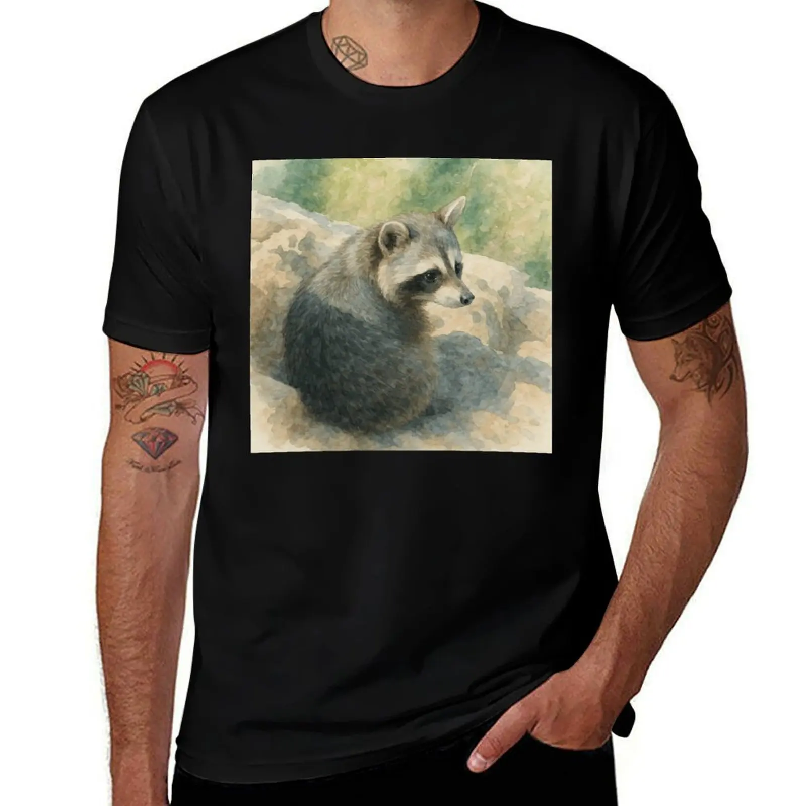 

Raccoon sunbathing T-Shirt aesthetic clothes vintage cute clothes heavy weight t shirts for men